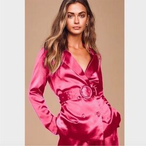 Charlie Holiday Fuchsia Satin Blazer
